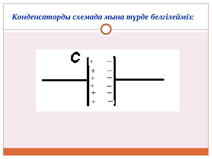 Конденсаторды схемада мына түрде белгілейміз: