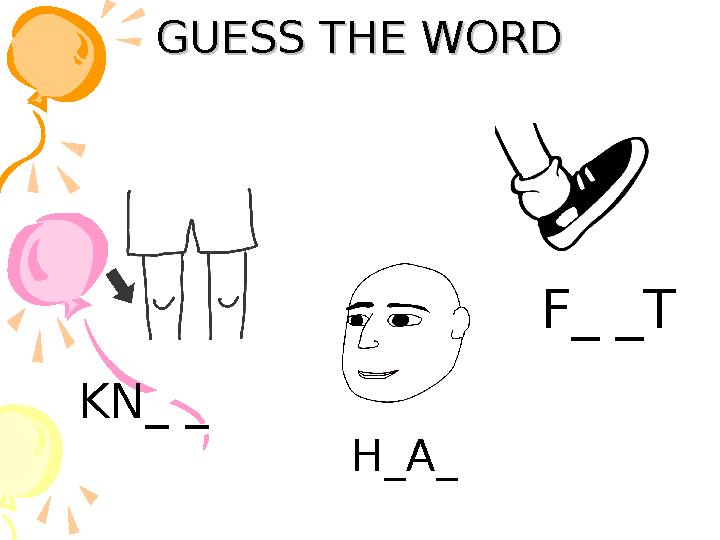 GUESS THE WORDGUESS THE WORD KN_ _ F_ _T H_A_ GUESS THE WORDGUESS THE WORD KN_ _ F_ _T H_A_