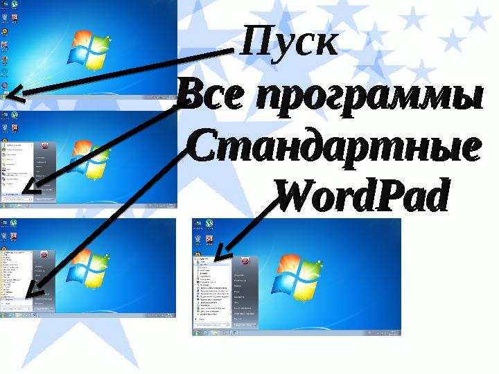 Все программы Все программы Стандартные Стандартные WordPadWordPad Пуск