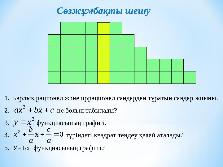1. Барлық рационал және иррационал сандардан тұратын сандар жиыны. 2. не болып табылады? 3.