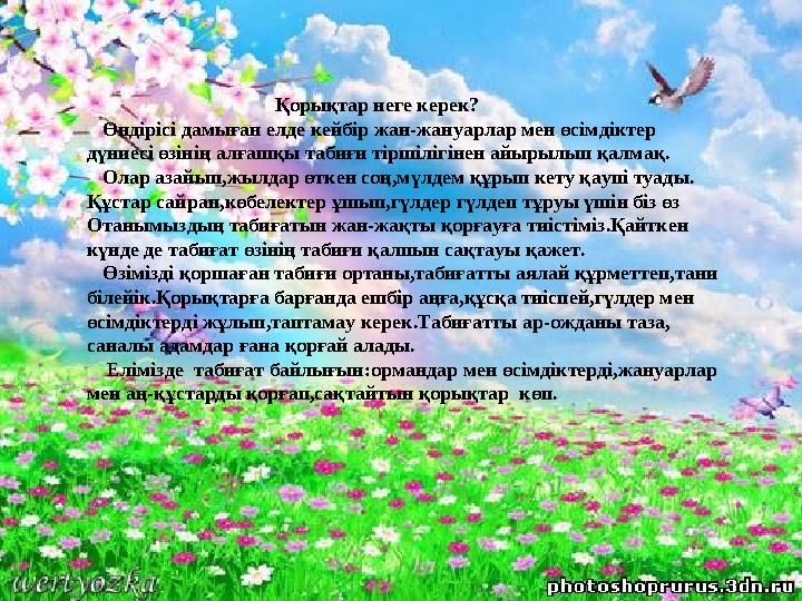 Қорықтар неге керек? Өндірісі дамыған елде кейбір жан-жануарлар мен өсімдіктер дүниес