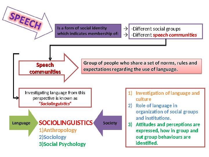   -Different social groups -Different speech communities Speech Speech communitiescommunities Investigating language from th