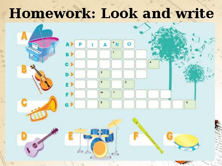 Homework : Look and write