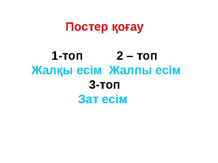 Постер қоғау 1-топ 2 – топ Жалқы есім Жалпы есім 3-топ Зат есім