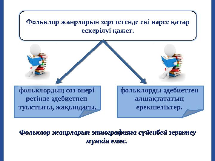 Фольклор жанрларын зерттегенде екі нәрсе қатар ескерілуі қажет. фольклордың сөз өнері ретінде әдебиетпен туыстығы, жақындағы.