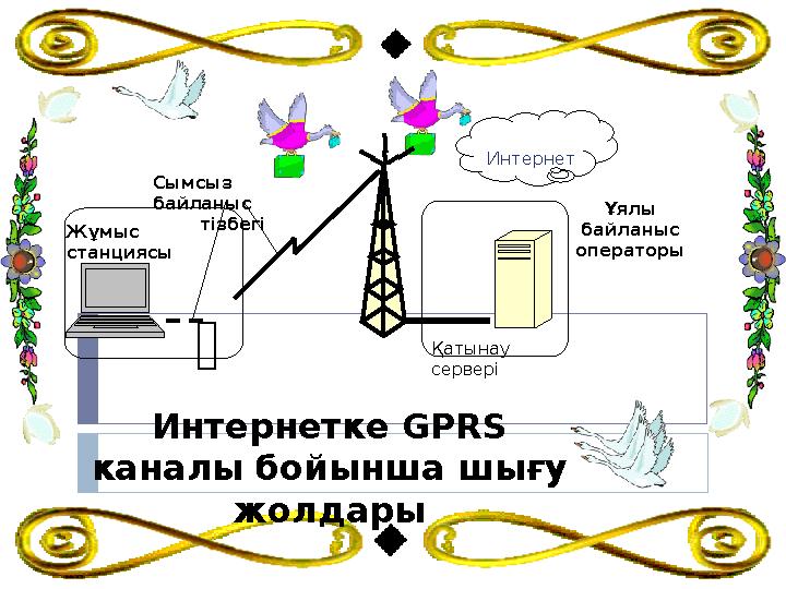 Қатынау сервері Жұмыс станциясы Интернет Сымсыз байланыс тізбегі Ұялы байланыс операторы  Интернетке GPRS каналы бойы