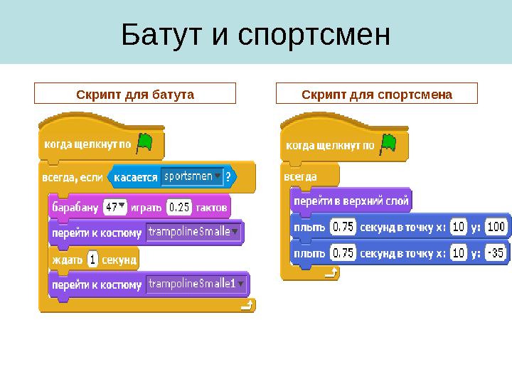 Скрипт для батута Скрипт для спортсменаБатут и спортсмен