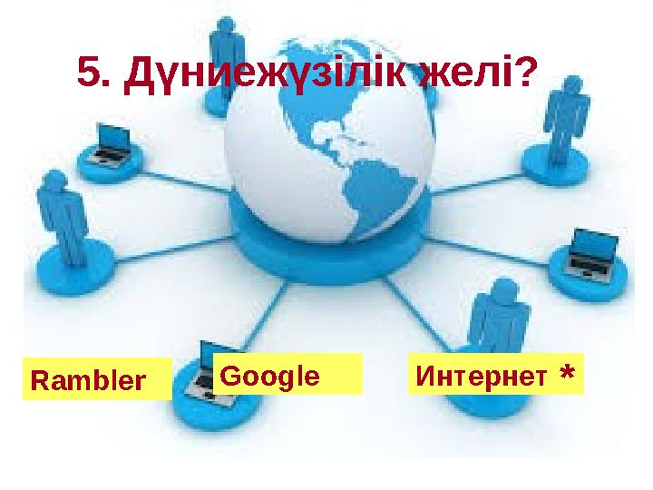 5. Дүниежүзілік желі? Rambler Google Интернет *