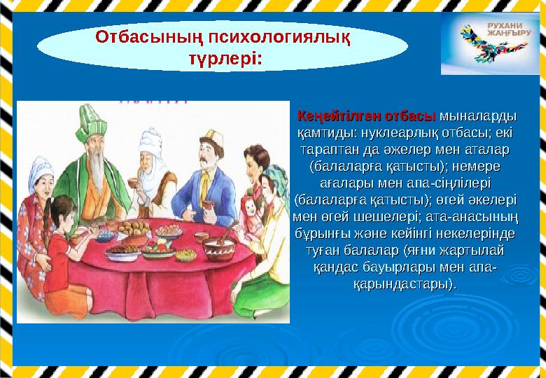 Кеңейтілген отбасы Кеңейтілген отбасы мыналарды мыналарды қамтиды: нуклеарлық отбасы; екі қамтиды: нуклеарлық отбасы; екі та