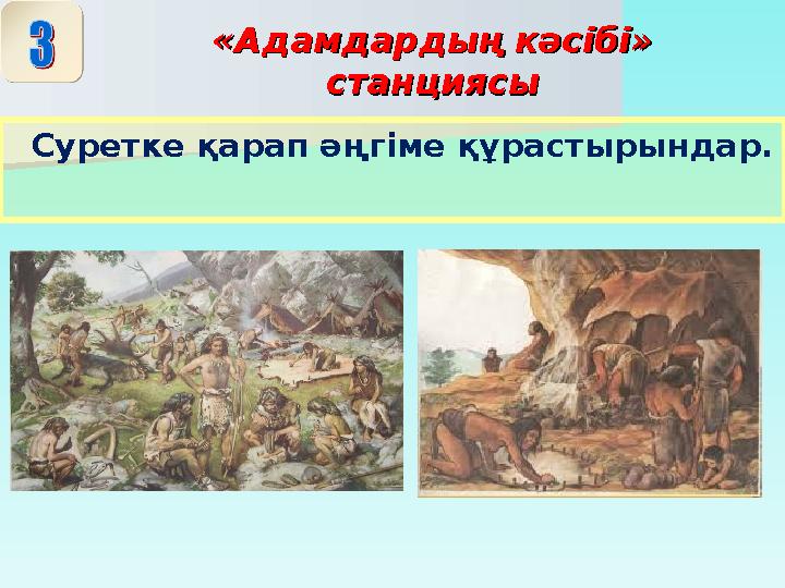 «Адамдардың кәсібі» «Адамдардың кәсібі» станциясыстанциясы Суретке қарап әңгіме құрастырындар.