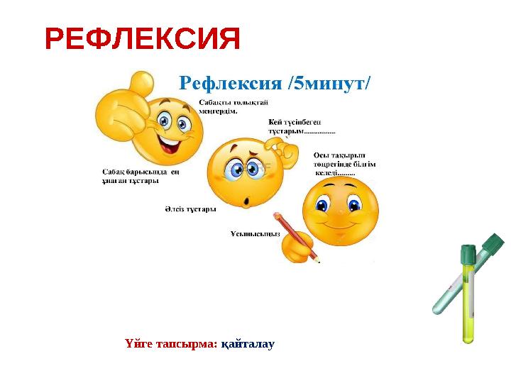 РЕФЛЕКСИЯ Үйге тапсырма: қайталау