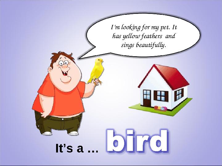 I’m looking for my pet. It has yellow feathers and sings beautifully. It’s a …