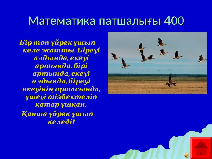 Математика патшалығы Математика патшалығы 44 0000 Бір топ үйрек ұшып . келе жатты Біреуі , алдында екеуі ,