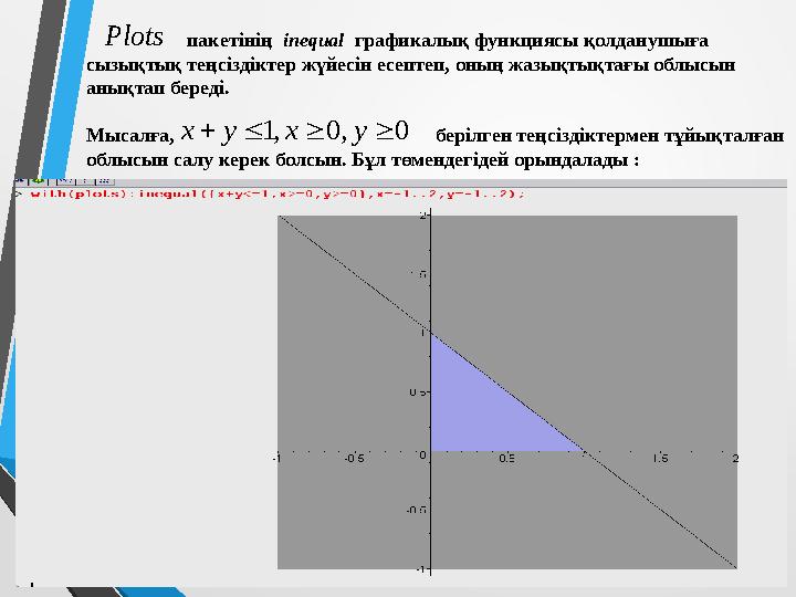 пакетінің inequal графикалық функциясы қолданушыға сызықтық теңсіздіктер жүйесін есептеп, оның жазықты