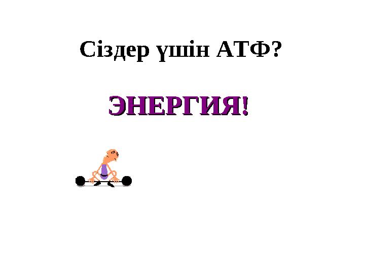 Сіздер үшін ATФ? ЭНЕРГИЯ!ЭНЕРГИЯ!