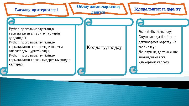 Python программалау тілінде тармақталған алгаритм түрлерін қолданады Python программалау тілінде тармақталған алгоритмде шар