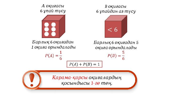 Аоқиғасы 6 ұпайтүсу B оқиғасы 6 ұпайданазтүсу 6 Барлық оқиғадан 1 оқиғаорындалады 6 5 Барлық оқиғадан оқиғаоры