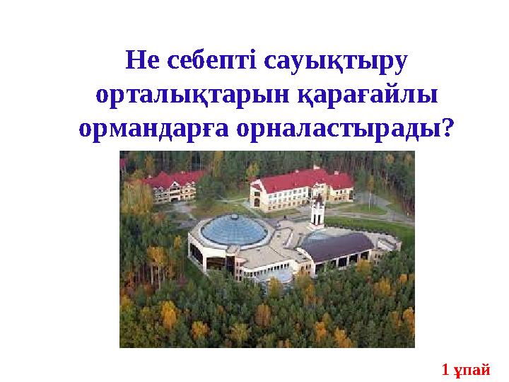 Не себепті сауықтыру орталықтарын қарағайлы ормандарға орналастырады? 1 ұпай