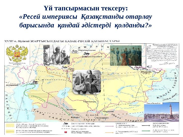 Үй тапсырмасын тексеру: «Ресей империясы Қазақстанды отарлау барысында қандай әдістерді қолданды?»