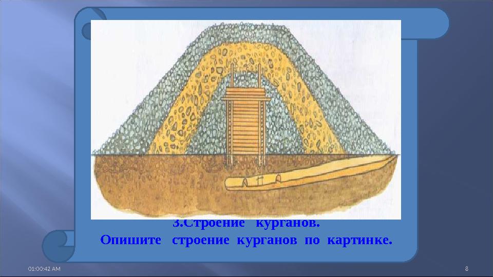 01:00:42 AM 8 3.Строение курганов. Опишите строение курганов по картинке.