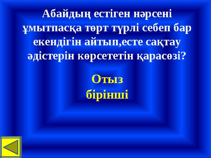 Абайдың естіген нәрсені ұмытпасқа төрт түрлі себеп бар екендігін айтып,есте сақтау әдістерін көрсететін қарасөзі? Отыз бірін