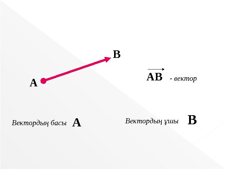 A B AB Вектордың ұшыВектордың басы - вектор ВА