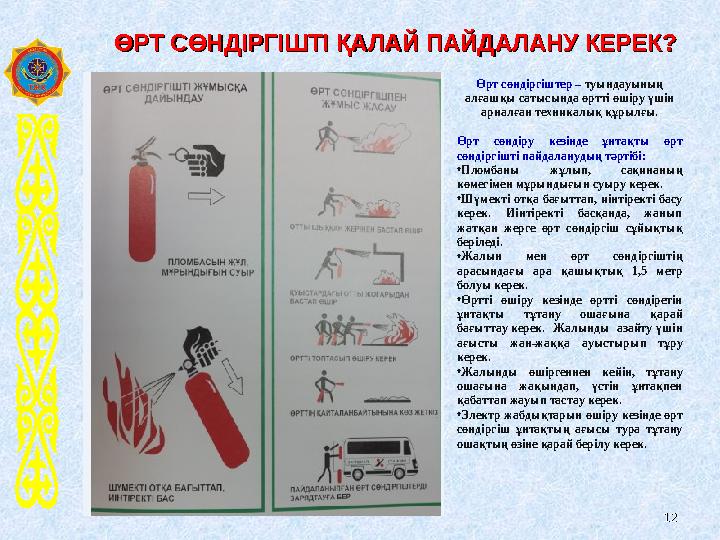 1212 ӨРТ СӨНДІРГІШТІ ҚАЛАЙ ПАЙДАЛАНУ КЕРЕК? ӨРТ СӨНДІРГІШТІ ҚАЛАЙ ПАЙДАЛАНУ КЕРЕК? Өрт сөндіргіштер – туындауының алғашқы саты