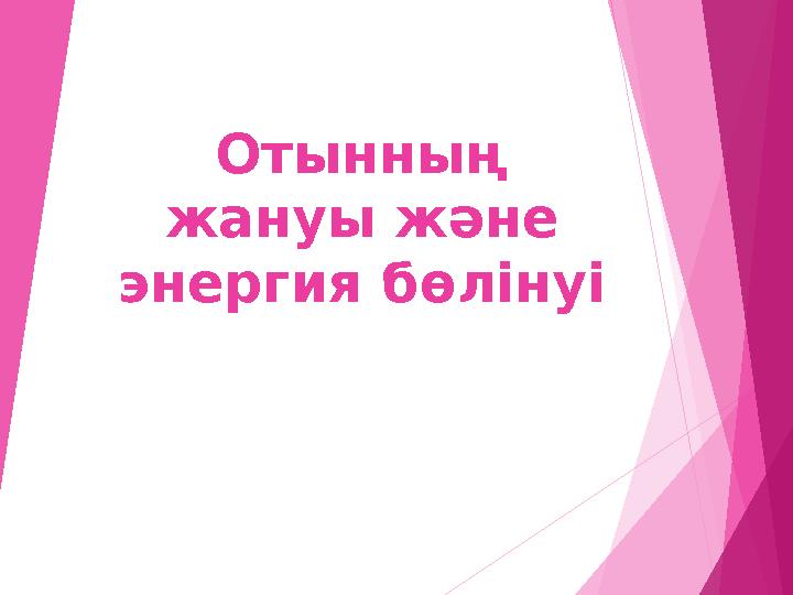 Отынның жануы және энергия бөлінуі