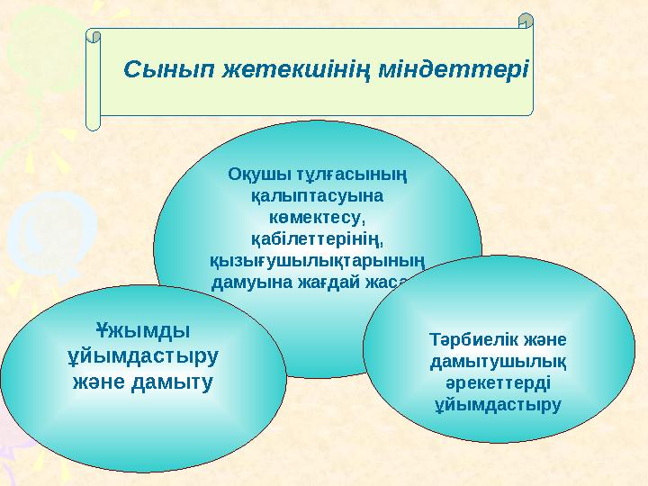 Оқушы тұлғасының қалыптасуына көмектесу, қабілеттерінің, қызығушылықтарының дамуына жағдай жасау. Ұжымды ұйымдастыру жә