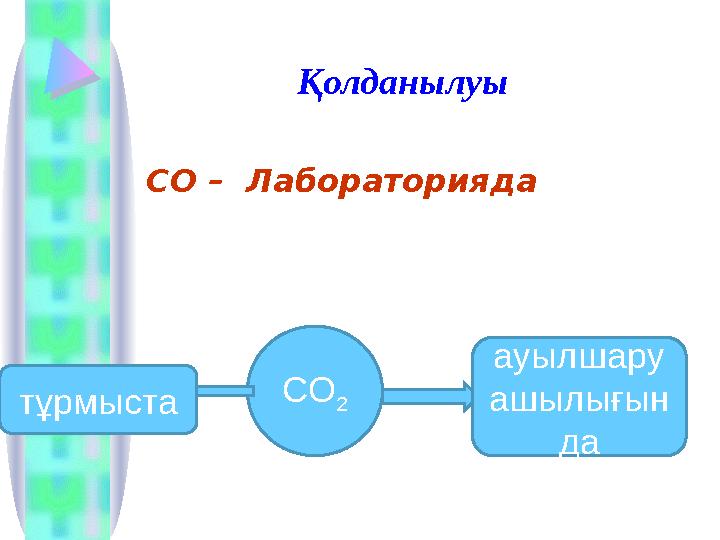 Қолданылуы СО – Лабораторияда CO 2 ауылшару ашылығын да тұрмыста