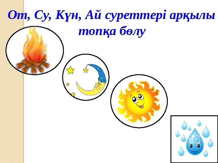 От, Су, Күн, Ай суреттері арқылы топқа бөлу