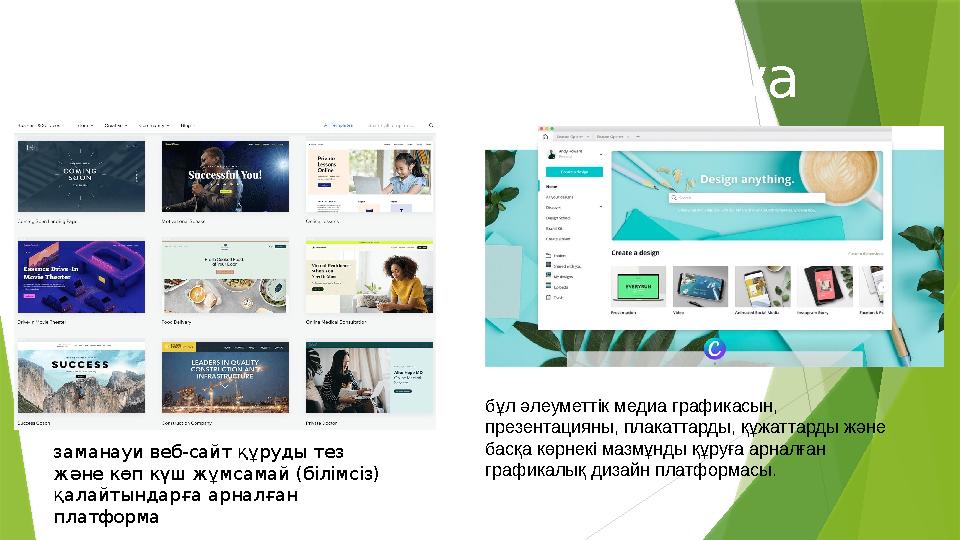 Wix Canva Оқытудың өзекті технологиялары заманауи веб-сайт құруды тез және көп күш жұмсамай (білімсіз) қалайты
