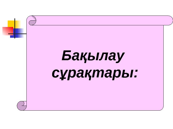 Бақылау сұрақтары: