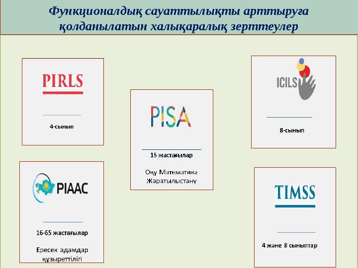 Функционалдық сауаттылықты арттыруға қолданылатын халықаралық зерттеулер