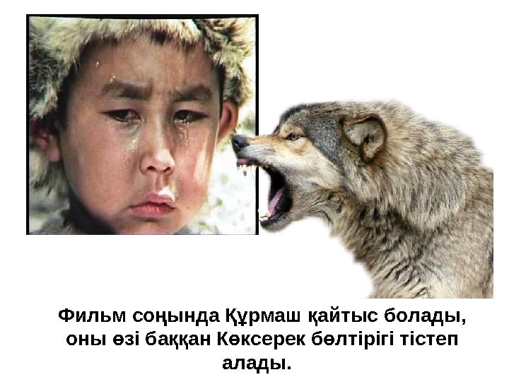 Фильм соңында Құрмаш қайтыс болады, оны өзі баққан Көксерек бөлтірігі тістеп алады. Фильм соңында Құрмаш қайтыс болады, оны өзі баққан Көксерек бөлтірігі тістеп алады.