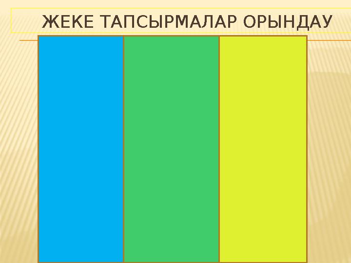 ЖЕКЕ ТАПСЫРМАЛАР ОРЫНДАУ