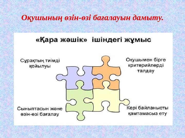 Оқушының өзін-өзі бағалауын дамыту.