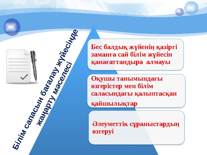 Бес балдық жүйенің қазіргі заманға сай білім жүйесін қанағаттандыра алмауы Оқушы танымындағы өзгерістер мен білім с