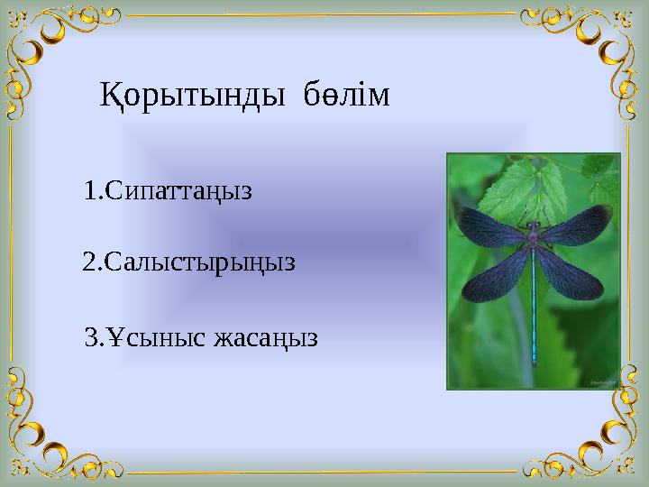 Қорытынды бөлім 1.Сипаттаңыз 2.Салыстырыңыз 3.Ұсыныс жасаңыз