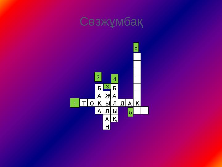 Сөзжұмбақ ЫОТ Қ ЛДАҚ А Б А Ж Л А Н А Б Ы Қ 1 2 4 3 5 6