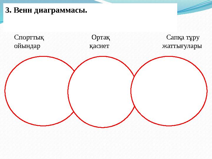 3. Венн диаграммасы. Спорттық Ортақ Сапқа тұру ой