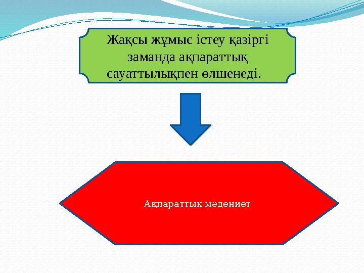 Жақсы жұмыс істеу қазіргі заманда ақпараттық сауаттылықпен өлшенеді. Ақпараттық мәдениет