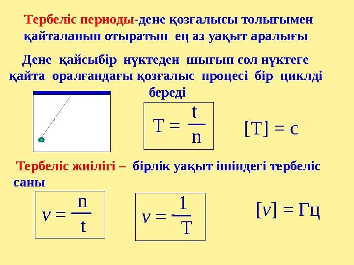 Тербеліс периоды-дене қозғалысы толығымен қайталанып отыратын ең аз уақыт аралығы Дене қайсыбір нүктеден шығып сол нүктег