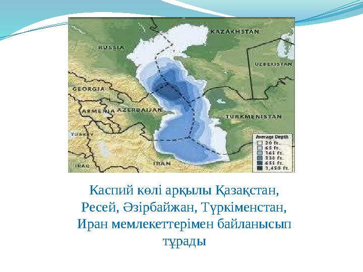 Каспий көлі арқылы Қазақстан, Ресей, Әзірбайжан, Түркіменстан, Иран мемлекеттерімен байланысып тұрады
