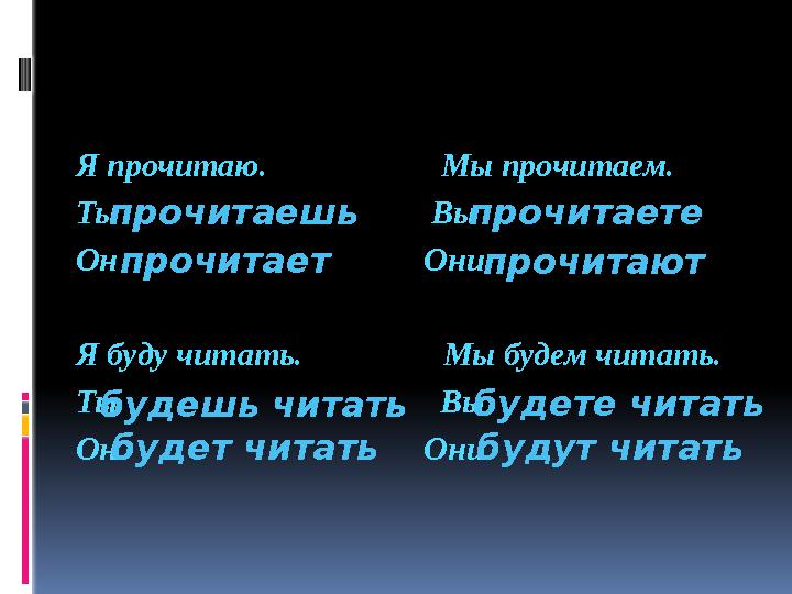 Я прочитаю. Мы прочитаем. Ты Вы Он