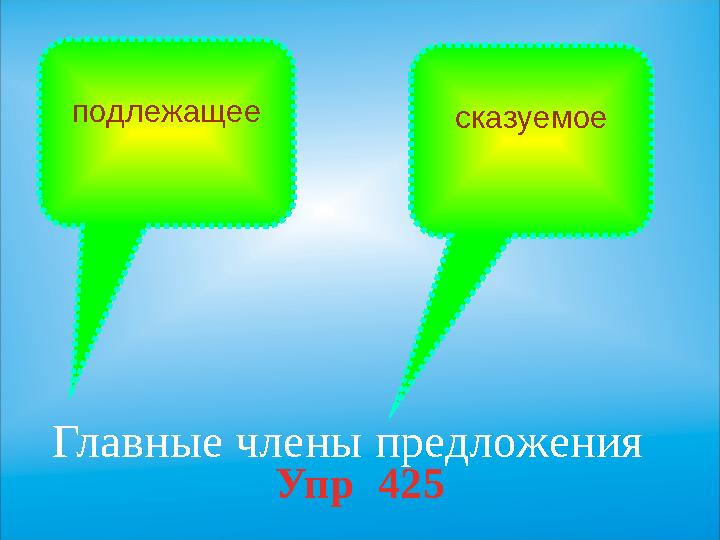 подлежащее сказуемое Главные члены предложения Упр 425