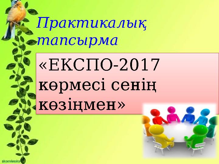 «ЕКСПО-2017 көрмесі сенің көзіңмен» Практикалық тапсырма