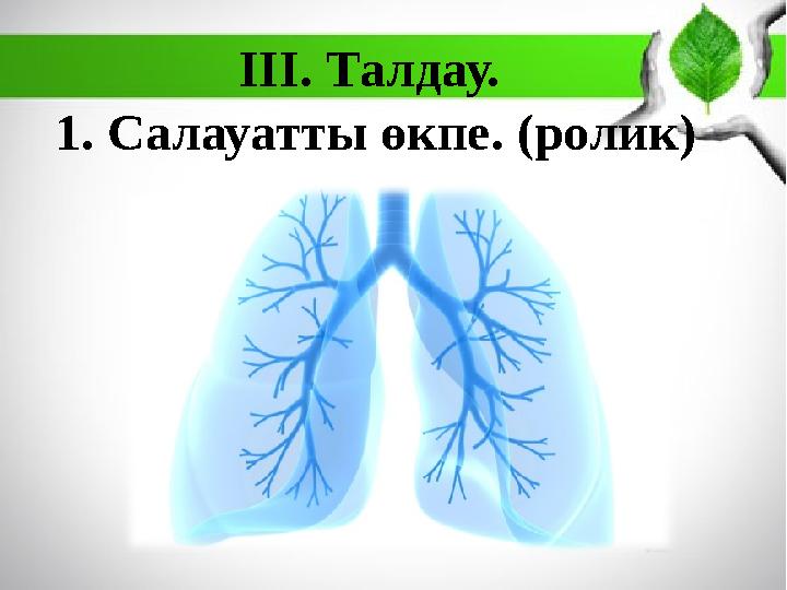 ІІІ. Талдау. 1. Салауатты өкпе. (ролик)