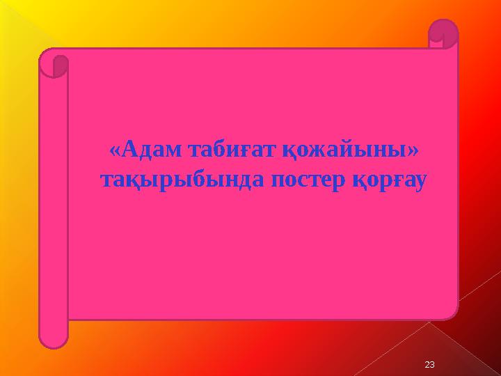 23«Адам табиғат қожайыны» тақырыбында постер қорғау