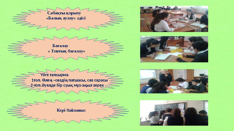 Сабақты қорыту «Балық аулау» әдісі Ба